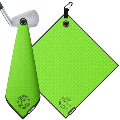 Ghost Golf Magnetic Towel (Greenside) - Premium Ultra-Absorbent Microfiber Golf Towel with Magnet for Golf Carts or Clubs - 18" x 18" Golfing Gear - Waffle Weave Pattern (Neon Green) - color: Neon Green