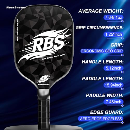 Pickleball Paddles Set of 2 or Single Option-Fiberglass or Carbon Fiber Face – Durable Solo Paddle or Complete Set with Balls & Carry Bag – Improved Spin & Precision