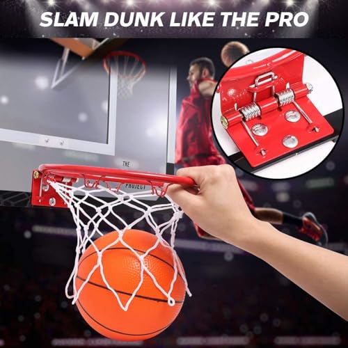 Large Indoor Mini Basketball Hoop Set for Kids and Adult 24 X 16 Inch Board Family Games for Home and Office Door & Wall with 3 Balls and Complete Accessories, Basketball Toy Gift for Boys Girls Teens