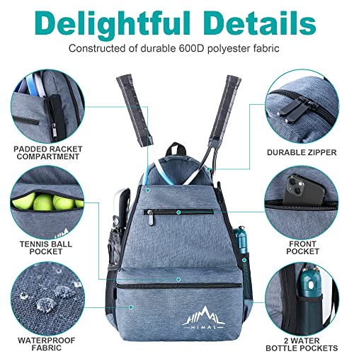 Himal Outdoors Tennis Backpack Tennis Bag - Large Storage Holds 2-3 Rackets and Necessities,Suitble for Women,Men and Teenagers