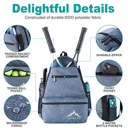 Himal Outdoors Tennis Backpack Tennis Bag - Large Storage Holds 2-3 Rackets and Necessities,Suitble for Women,Men and Teenagers