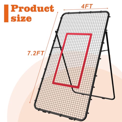 Adjustable Volleyball Rebounder Net 7x4 FT, Steel Frame & High-Tension PE Netting, Durable & Portable Volleyball Training Equipment Practice for Improving Volleying, Bumping, Spiking Skills