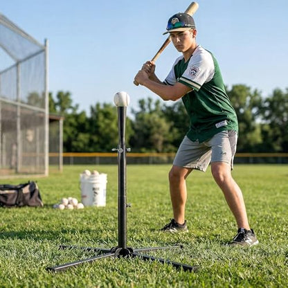 WodGod 2 in1 Baseball Swing Trainer with X Base, Height Adjustable 20-54 inches, 2 Sandbags for Maximum Stability, 3 Balls & 4 Ground Stakes, Great for Improve Swing Power, Accuracy