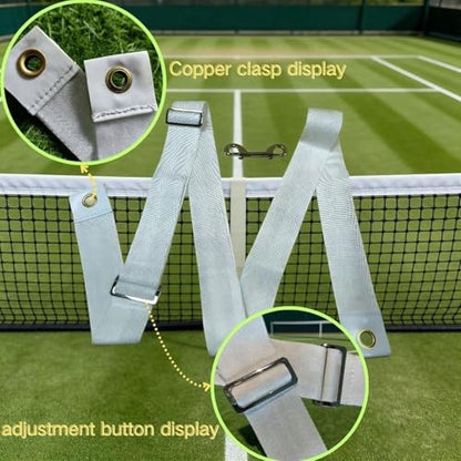 Professional Tennis Net Center Strap with Adjustable Buckle & Rust-Proof Hook Heavy-Duty Center Strap for Secure Net Tension and Height Stability on Tennis Courts
