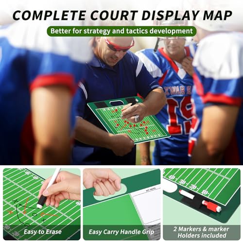 Desoto Dry Erase Double-Sided Premium Coaches Clipboard, Tactical Magnetic Board Kit, Magnetic Coaching Board, Coaches Gift for Coaches(Soccer, Football, Basketball, Baseball) - style: Football