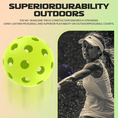 Pro-Grade 40-Hole Outdoor Pickleball Balls - Pro-Player Tested with Wind-Resistant Design, Built for Durability & Precision for Competitive Play