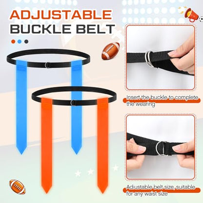 Libima Glow in the Dark Capture the Flag Game Sets, 10 Glow in the Dark Adjustable Flag Football Belts 1 Size 9 Luminous Football 50 Luminous Sticks 1 Storage Bag Outdoor Games for Kid Teen Day Night