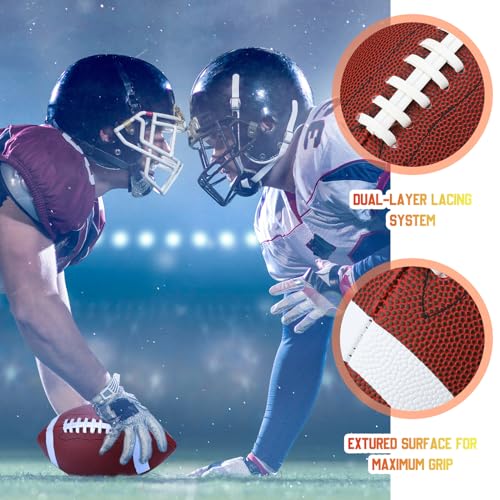 Jerify Composite Leather Footballs Official Size Composite Leather Balls Leather Inflatable Footballs with Pump Indoor Outdoor Footballs Bulk for Training and Recreational Play