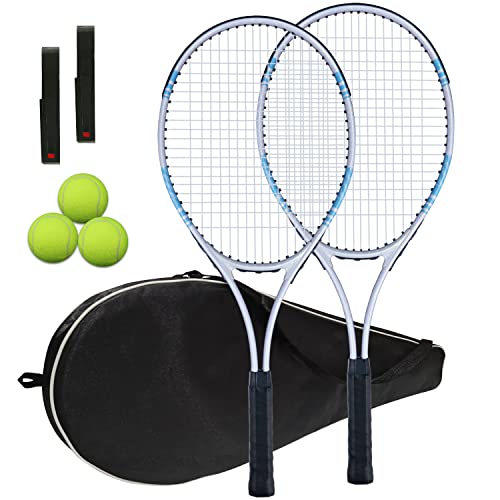 UUBEMM Tennis Rackets 2 Players Recreational for Adult,Lightweight Tennis Racquets for Beginner Student Training,Tennis Racket Set with Carrying Cover Bag,Grip Tapes,Tennis Balls