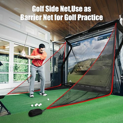 6-10ft 1/2PCS Nylon Side Net Golf Accessory with 1 Sang Bag, Easy to Install Side Net for Golf Nets and Simulator Premium Sports Net Hitting Nets (Red/Black) - style: Red-7x6ft 1Pcs