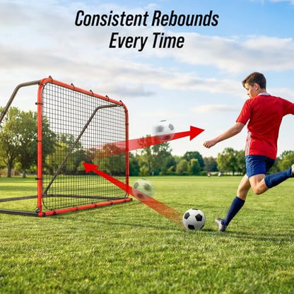 Haokelball 6 x 4 FT Soccer Goal for Backyard, 2-in-1 Metal Soccer Goal with Adjustable Rebounder Net, Heavy-Duty Steel Frame, Includes Agility Ladder & Cones, Soccer Training Equipment for Kids Teens