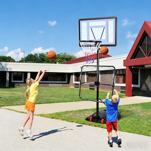 MR Basketball Rebounder 40”x40”, Adjustable Passback Net, Multi-Sport Training Rebound Net, Ball Return System Set up on 2''~6'' Pole for Basketball, Volleyball, Tennis, Pickleball, Baseball Practice