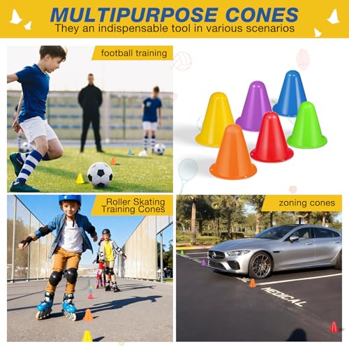 24 Pack 3.15 Inch Mini Cones for Sports Drills,Agility & Footwork Practice,Portable Small Cones for Indoor Outdoor Soccer,Basketball,Team Activities