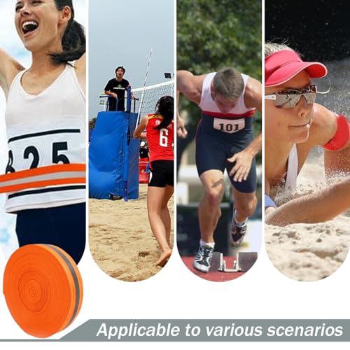 Beach Volleyball Lines 2'' x 328' Nylon Beach Vibrant Orange Volleyball Boundary Lines Tear-Resistant Reflective Caution for Running Track Lanes, Finish Line Markers