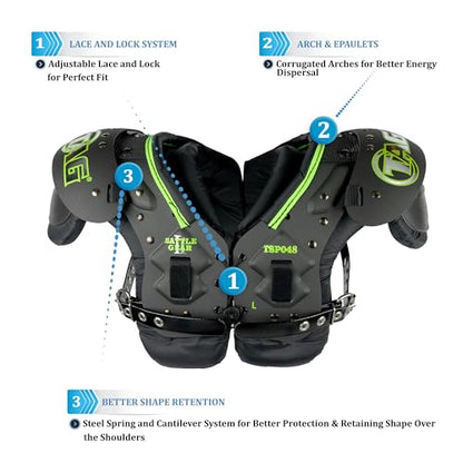 TAG Battle Gear II Youth Football Shoulder Pad TSP48 (Buckle Side Strap) - size: Large, style: Bundle