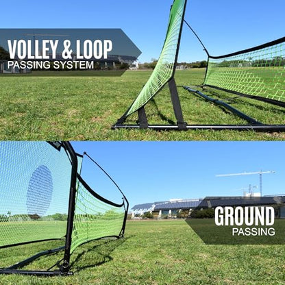 QuickPlay Tekkers Trainer 6.5x4ft Soccer Rebounder Net - Dual Net Soccer Trainer for Backyard Training - Portable Soccer Rebounder for Passing, First Touch & Control