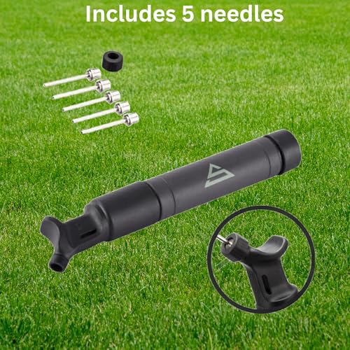 Dual Action Ball Pump with 5 Needles — Soccer Ball, Basketball, Football & Volleyball Pump | Inflates on Push & Pull | Compact Kit Bag Size