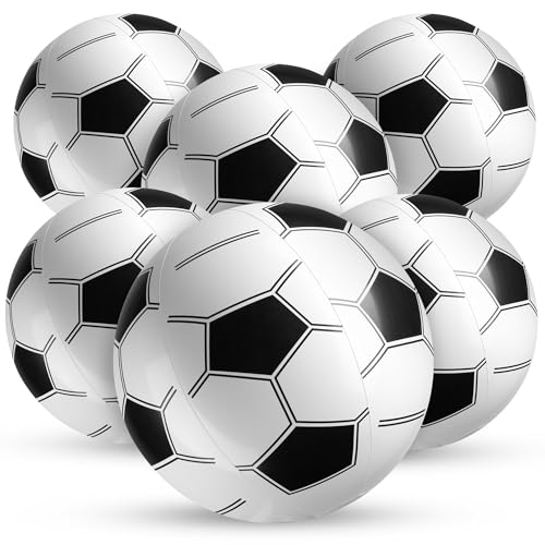 Inflatable Soccer Beach Balls (6 Pack) - 16-Inch Durable PVC Blow Up Beach Balls for Kids, Easy to Inflate, Summer Pool Float, Soccer Party Favors, Sports Theme Decorations, Giveaways & Outdoor Toys - style: 6-Pcs Soccer Beach Balls