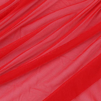 Superfine 4-Way Stretch Net Fabric Nylon Spandex Power Mesh Lightweight Sheer 60" Wide, a Continuous 5 Yards (Vivid Red) - color: Vivid Red