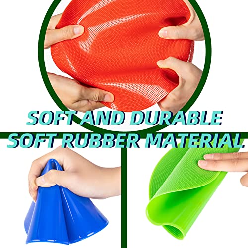 Poly Spot Markers 9 inch 18 Pcs Non-Slip Rubber Agility Markers Flat Field Cones Floor Dots for Football, Soccer, Basketball Training Markers, School Exercise Drills, Social Distancing, Dance Practice