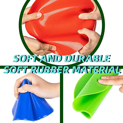 Poly Spot Markers 9 inch 18 Pcs Non-Slip Rubber Agility Markers Flat Field Cones Floor Dots for Football, Soccer, Basketball Training Markers, School Exercise Drills, Social Distancing, Dance Practice
