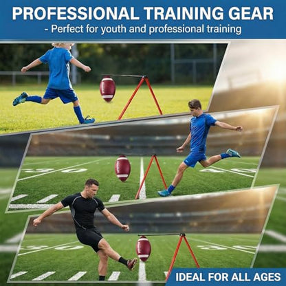 Football Kicking Holder Tee, Metal Foldable Kicking Stand, Adjustable Height Heavy Duty Steel Kickoff Equipment Compatible for Adult and Youth Training