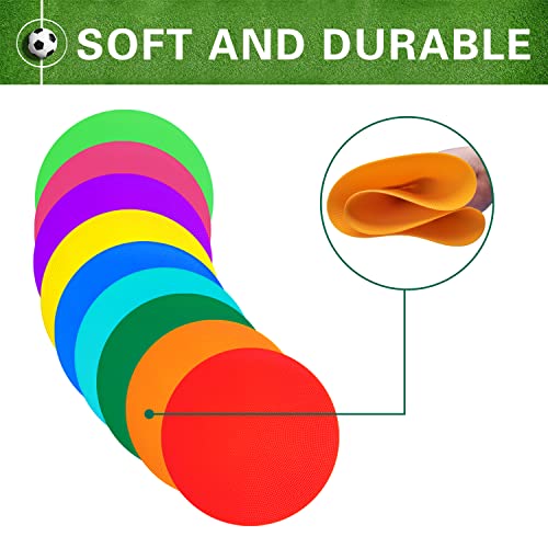 Poly Spot Markers 4 inch/9 inch Non-Slip Rubber Agility Training Markers Floor Dots Flat Field Cones for Football, Soccer, Basketball, School Exercise Drills, Dance Practice - style: 9 inch 6 Pcs (TPE)
