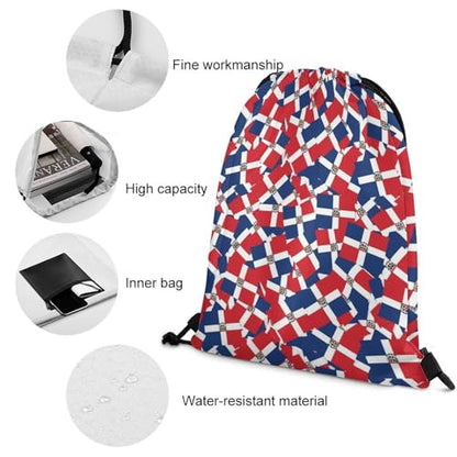 Beam Backpack Drawstring Sack Large Capacity for Soccer Basketball Sports Equipment Travel Men Women, Dominican Republic Flag Wave Bags - color: Picture (346)