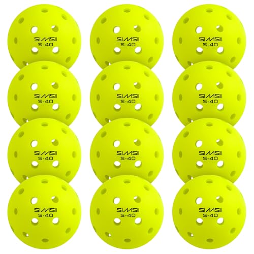 S-40 Outdoor Pickleball Balls - 40 Holes, Approved by The USAPA - Durable PE Material, Seamless Construction, Tournament Grade, 3/12/40/100 Pack - Pickleballs - color: Neon Green, size: 12 Count