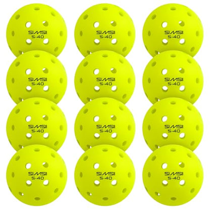 S-40 Outdoor Pickleball Balls - 40 Holes, Approved by The USAPA - Durable PE Material, Seamless Construction, Tournament Grade, 3/12/40/100 Pack - Pickleballs - color: Neon Green, size: 12 Count