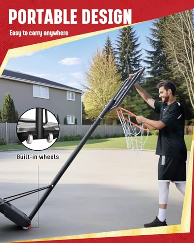 Seray Family Basketball Hoop Outdoor 3.3-10ft Adjustable, Safety Portable Basketball Hoop for Kids/Adults/Family in Poolside/Backyard/Indoor/Court, 40 in Shatterproof Backboard and Enlarged Base