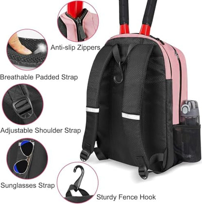 Ytonet Tennis Bag Tennis Backpack for Women Men 2 Rackets with Insulated Pocket Ventilated Shoe Compartment