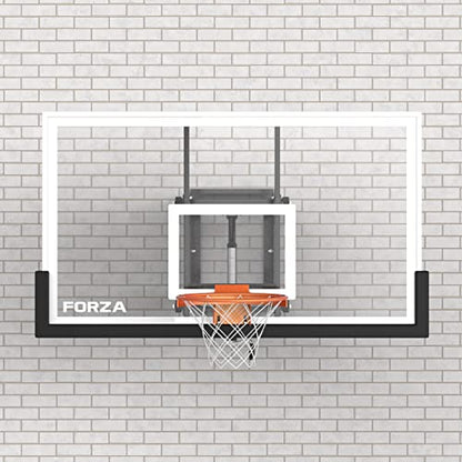 FORZA Wall Mounted Glass Basketball Backboard & Hoop - Adjustable Height with Breakaway Rim [3 Sizes]