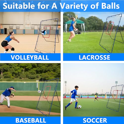 Volleyball Rebounder Net,7x4FT Bounce Back Training Equipment with 5 Adjustable Angles, Volleyball Practice Net for Bumping & Spiking, Lacrosse Baseball Soccer Trainer for Backyard