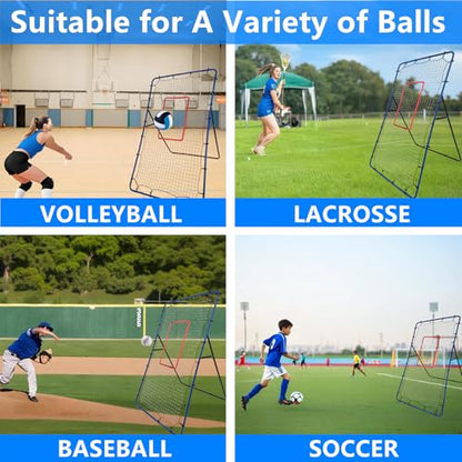 Volleyball Rebounder Net,7x4FT Bounce Back Training Equipment with 5 Adjustable Angles, Volleyball Practice Net for Bumping & Spiking, Lacrosse Baseball Soccer Trainer for Backyard