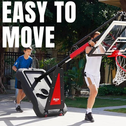 ACCU LEVEL Crank Lift Basketball Hoop Outdoor 7.5-10ft Adjustable Portable Basketball Goal for Youth and Adults 54" Angle Adjustable PC Backboard and Large Fillable Base - style: 44 inch Backboard