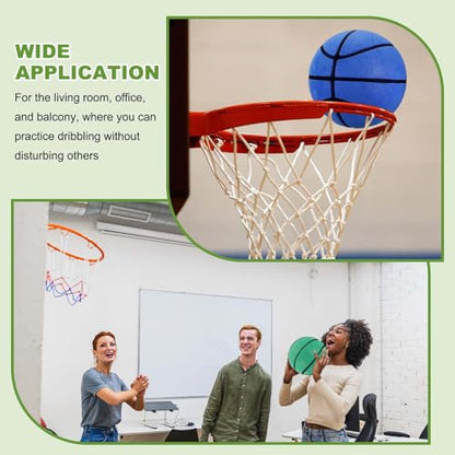 Silent Basketball, Quiet Basketball High Density Foam No Noise Sculpted Groove Bouncing Ball with Net Bag - color: Blue, size: 8.3 Inch