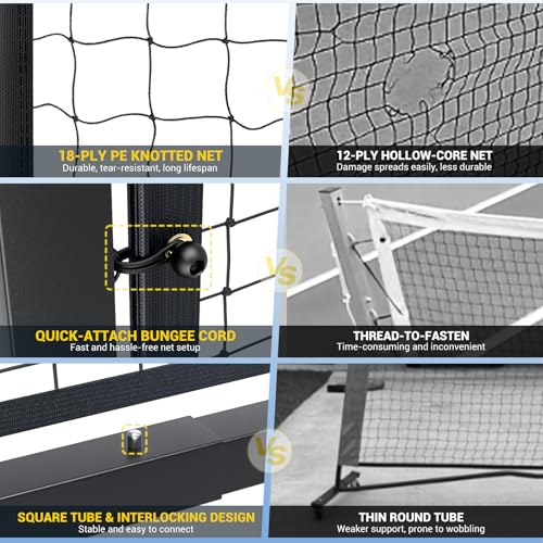 Pro Pickleball Net – Hand Winch Tension System, 22ft Tournament-Grade, Anti-Sag, Locking Wheels, Heavy-Duty Frame, Easy Setup, Portable & Carry Bag Included