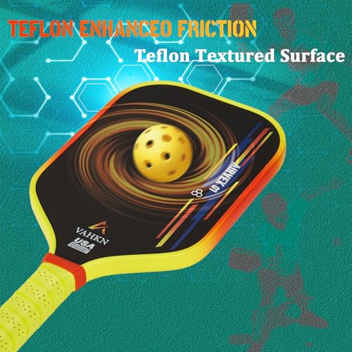 Pickleball Paddles |16MM Carbon Fiber Pickleball Paddle | High-Spin Textured Surface & Vibrant Gradient Edge | USAPA Approved Racket for Ultimate Power,Control & Precision - color: Yellow