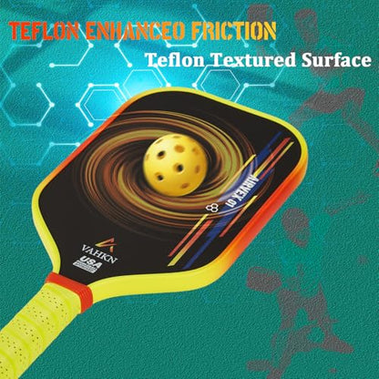 Pickleball Paddles |16MM Carbon Fiber Pickleball Paddle | High-Spin Textured Surface & Vibrant Gradient Edge | USAPA Approved Racket for Ultimate Power,Control & Precision - color: Yellow