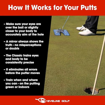 Genuine EyeLine Golf Alignment Putting Mirror - Top Training Aid on The PGA Tour - See Rapid Improvement - Helps Beginner, Junior, and Scratch Golfers - color: Classic Putting Alignment Mirror - LARGE