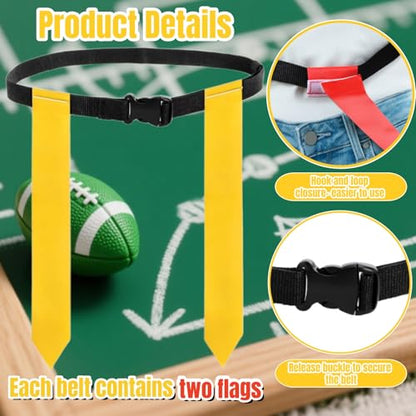 14 Set Flag Football Belts, Adjustable Flag Football Flags Set with Belts, Easy Tear Away Flags Football Kit for Players Training Competition, 2 Color