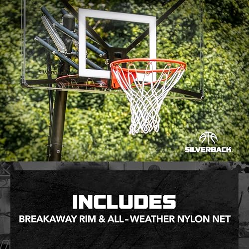 Silverback Standard Breakaway Rim with Nylon Net Compatible with Silverback and Goaliath Portable Basketball Hoops
