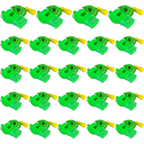 24 Packs Sports Whistles with Lanyard, for Coaches, Referees and Officials - color: Green