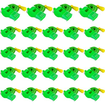 24 Packs Sports Whistles with Lanyard, for Coaches, Referees and Officials - color: Green