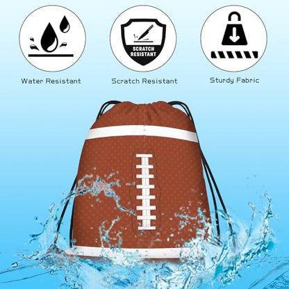 16 Pack Superbowl Party Decorations Football Drawstring Gift Bags Football Party Decorations for Kids Football Snack Goodie Treat Bag for Football Themed Birthday Sports Party Gift,9.8 x 11.8 Inches - style: football