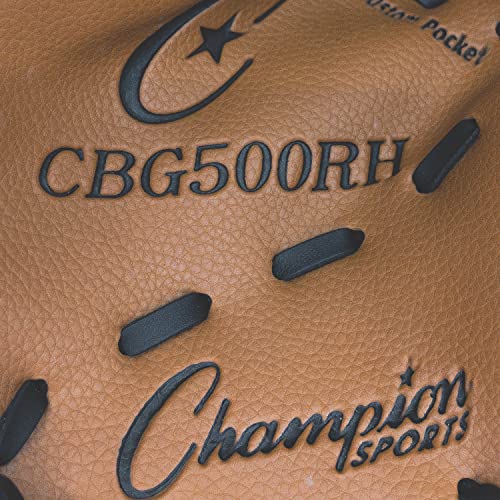 Champion Sports Catcher's Mitt - Synthetic Leather | Deep Pocket and Scoop Toe Design | Adjustable Wrist Strap Closure | Youth Size: 32" | Regular Fit