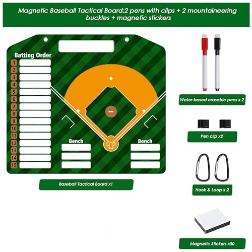 Magnetic Baseball Lineup Board | Baseball Dry Erase Coaching Broad | Softball Lineup Cards Marker Boards | Baseball Clipboard for Coaches | Baseball Lineup Board for Dugout