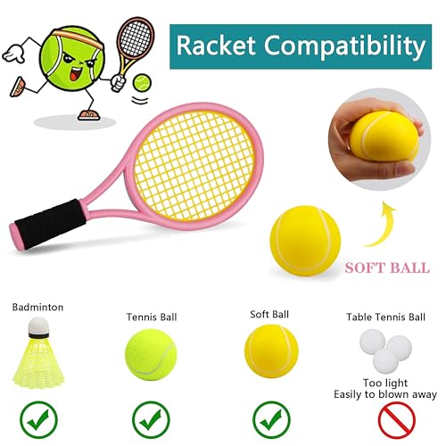 Kids Tennis Racket for Baby,Child and Kids Age 3~15,Toddler Tennis Racket Set Including 4 Shuttlecocks,2 Tennis Balls,2 Foam Balls and 1 Carrying Bag - color: shuang se lan-p
