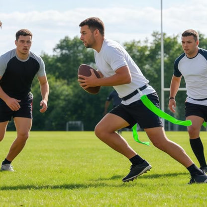 Flag Football Belts, 14 Player Adjustable Flag Football Set with 28 Flags for Youths Adults - Fits Up to 22-46" Waist - color: Yellow, Green
